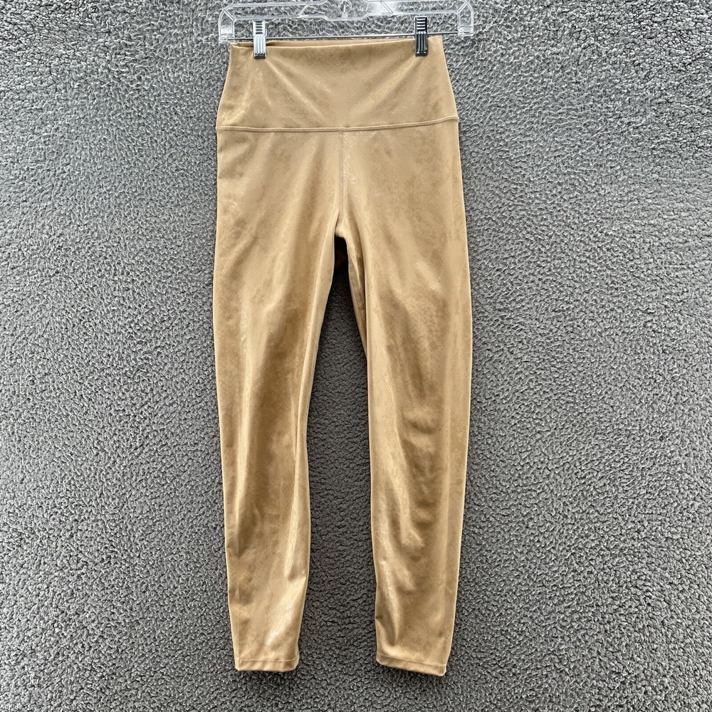 Carbon38 Legging Womens Medium Tan Shiny Snake Emboss High Rise Ankle Workout
